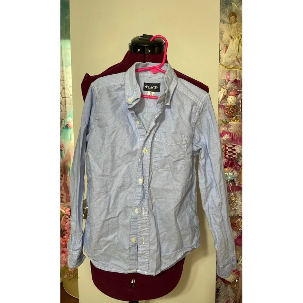 The Children's Place Oxford Shirt Kids 7/8 Blue Good Long Sleeve Button Down